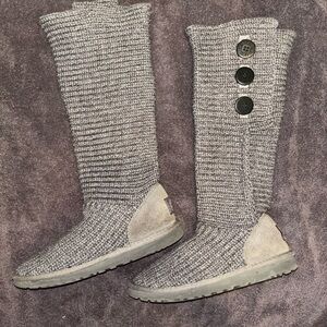 UGG Gray Knit Button Boots